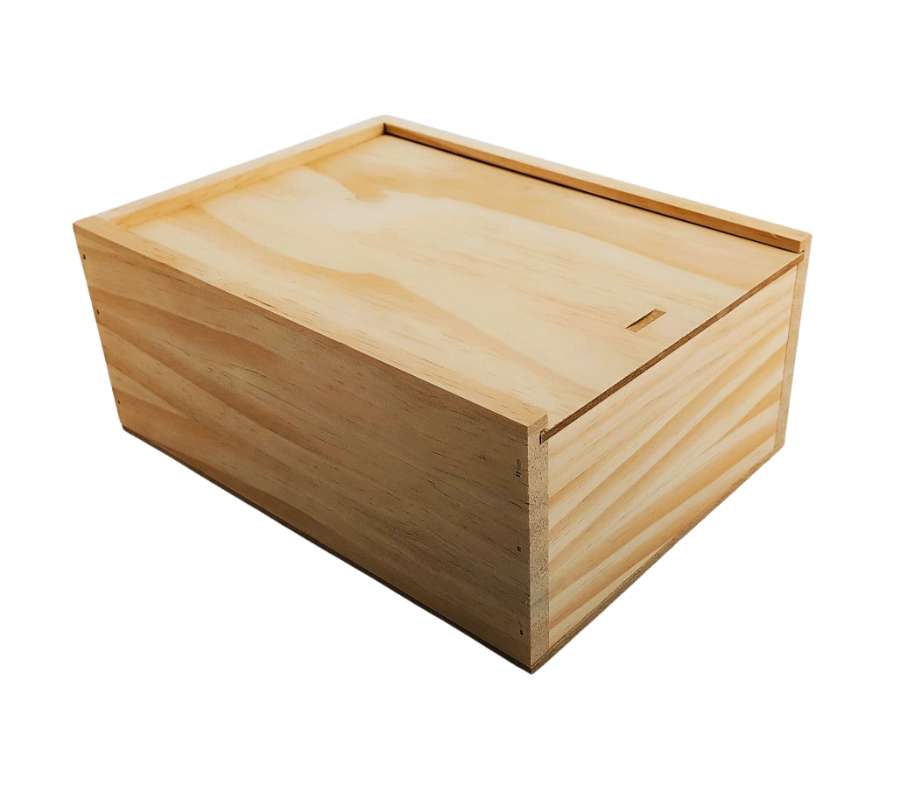 Caja de madera premium 3 con tapa DE MADERA 24,5x18x10,5cm