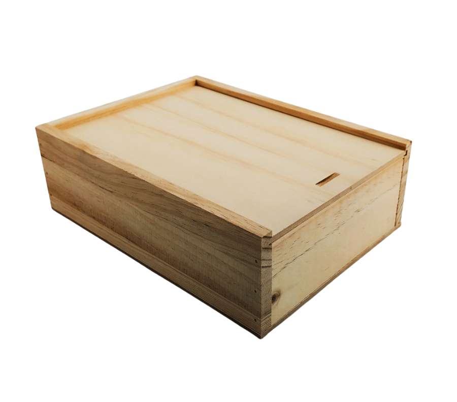 Caja de madera premium 2 con tapa  DE MADERA 24,5x18x8cm