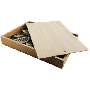 Caja de madera premium 6 con tapa DE MADERA 40×28×5,5cm - Imagen 4