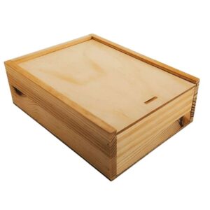 Caja de madera natural 2 con tapa DE MADERA 24,5×18×8cm