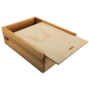 Caja de madera natural 2 con tapa DE MADERA 24,5×18×8cm - Imagen 3