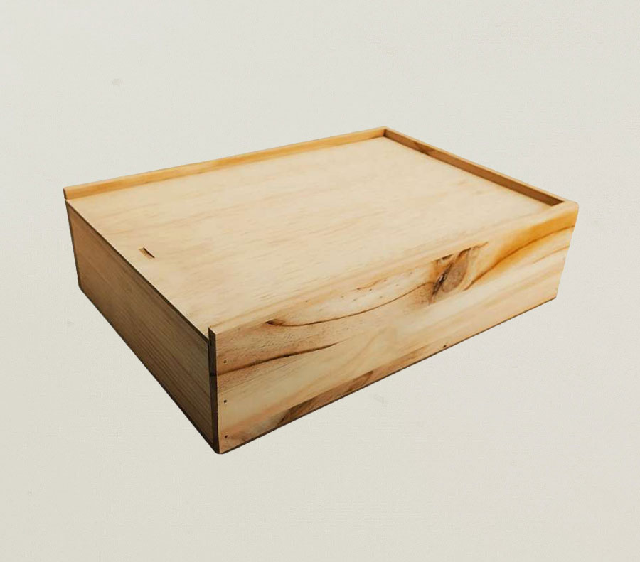 Caja de madera natural 10 con tapa 40×28,5×11cm