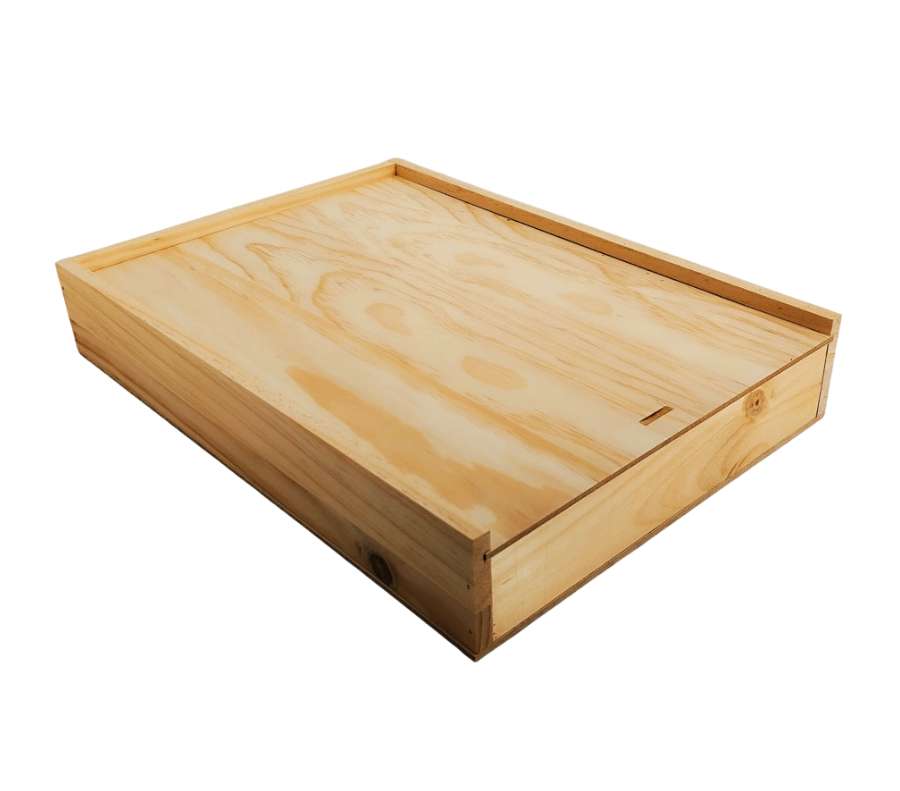 Caja de madera natural 8 con tapa DE MADERA 40×28,5×7cm