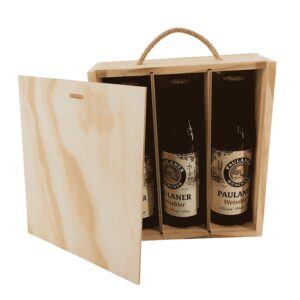Caja de madera para 3 botellas Cerveza de 24x8,4x27cm - Imagen 3