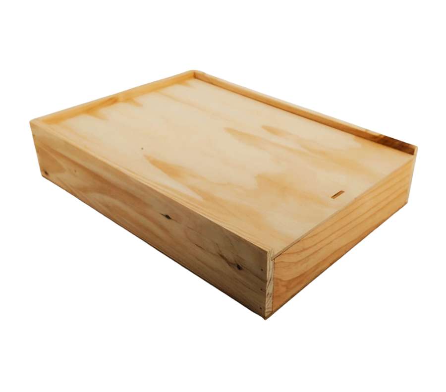 Caja de madera natural 9 con tapa  DE MADERA 40×28,5×8,5cm