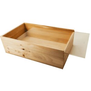 Caja de madera natural 11 con tapa TRANSPARENTE (METACRILATO) 50×30,5×15cm