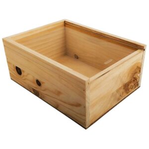 Caja de madera natural 3 con tapa TRANSPARENTE (METACRILATO) 24,5×18×10,5cm - Imagen 3