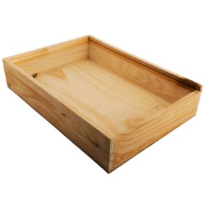 Caja de madera natural 9 con tapa TRANSPARENTE (METACRILATO) 40×28,5×8,5cm - Imagen 3