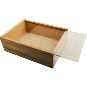 Caja de madera premium 2 con tapa TRANSPARENTE (METACRILATO) 24,5x18x8cm