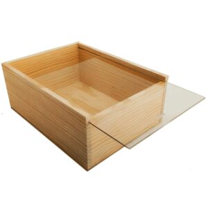 Caja de madera premium 4 con tapa TRANSPARENTE (METACRILATO) 32x24x12,5cm