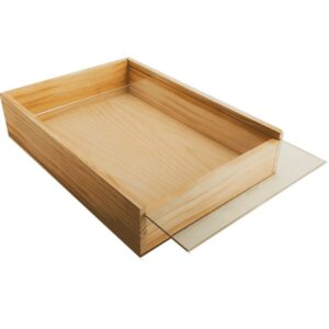 Caja de madera premium 9 con tapa TRANSPARENTE (METACRILATO) 40×28,5×8,5cm