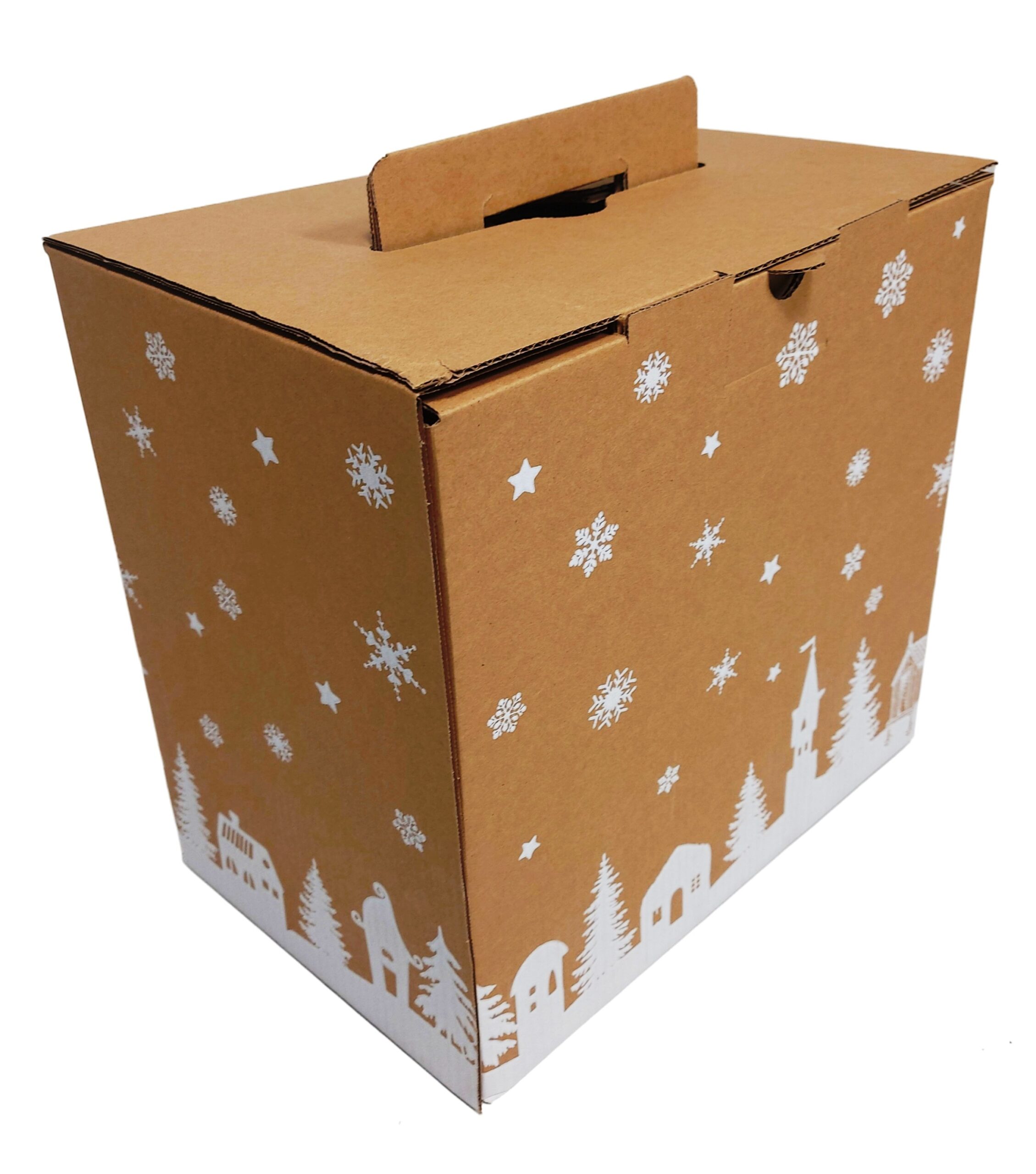 CAJA DE CARTON con ASA, REFORZADA LOTES DE NAVIDAD  38,5X25,5X36,5