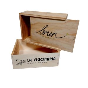 Cajas de madera natural con tapa corredera